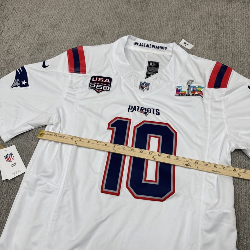 Nike Drake Maye Super Bowl 60 LX Patch Game Jersey New England Patriots White - Picture 11 of 13